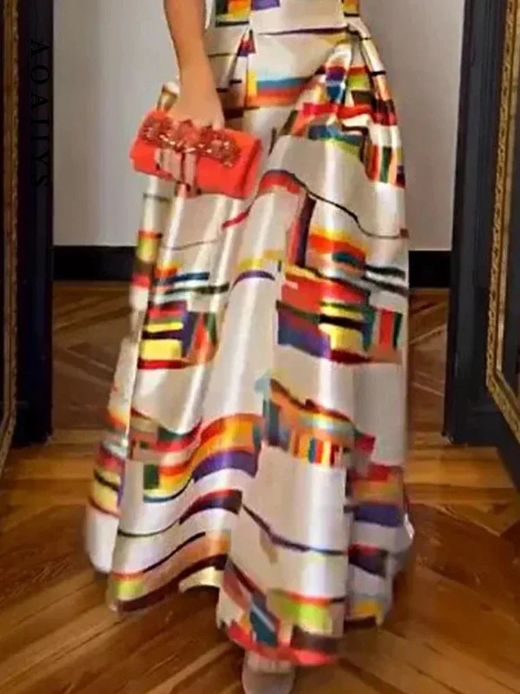 Geometric Maxi Dress – Lightweight Summer Dress With Bold Pattern & Flowing Silhouette