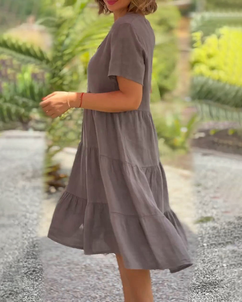 Timeless V-Neck Dress – Lightweight Fabric, Classic Silhouette, Versatile Style