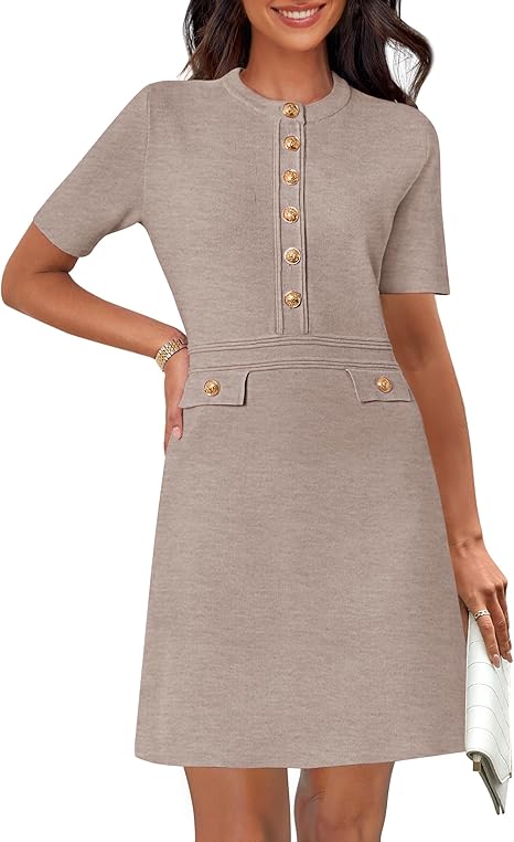 Elegant Knit Dress – Bodycon Figure Hugging Dress With Soft Stretchy Fabric