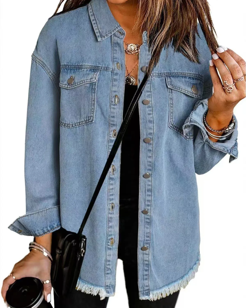Classic Denim Jacket – Charcoal Black Wash, Structured Fit & Comfortable Long Sleeves
