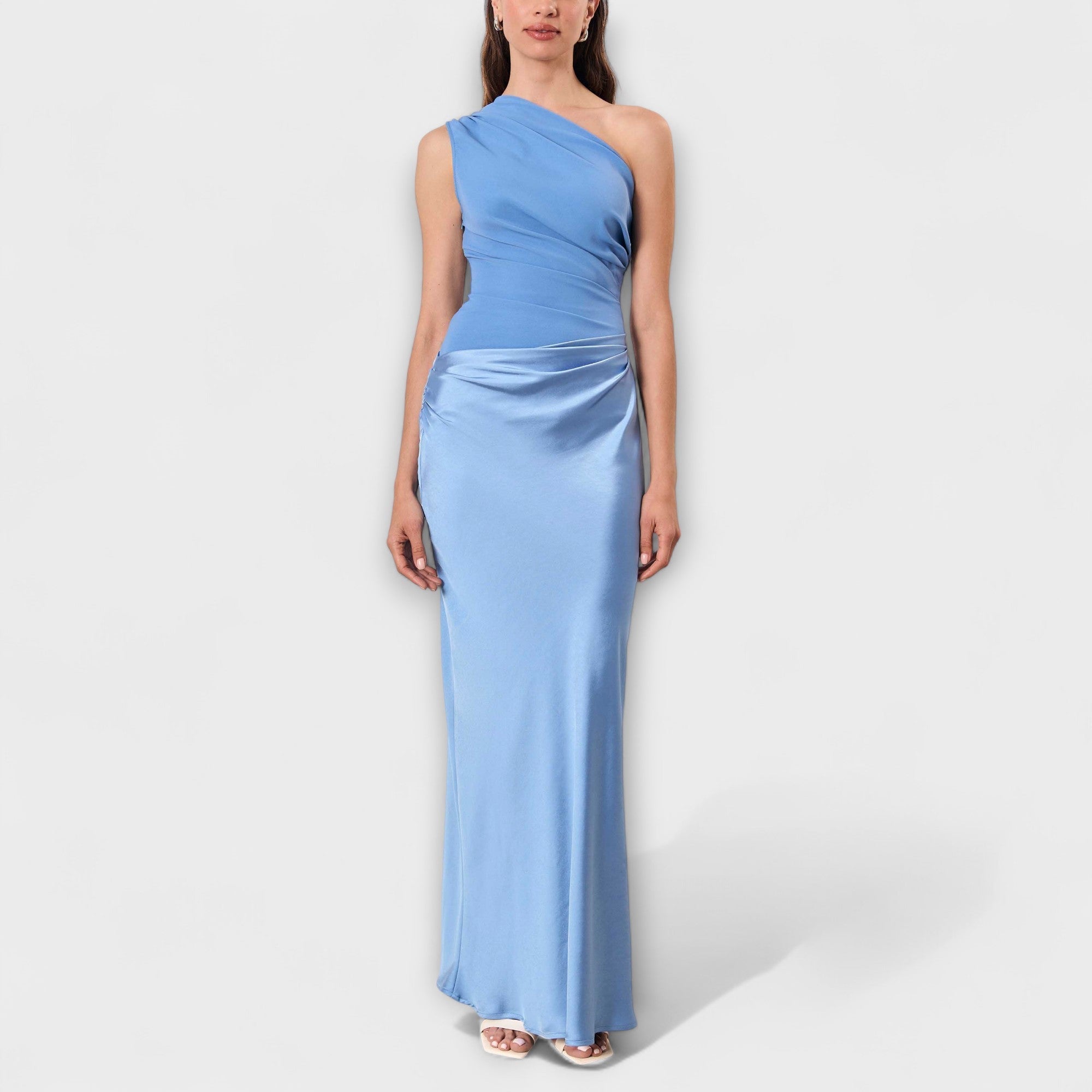 One-Shoulder Pleated Dress | Elegant Maxi Dress for Formal Evening Events