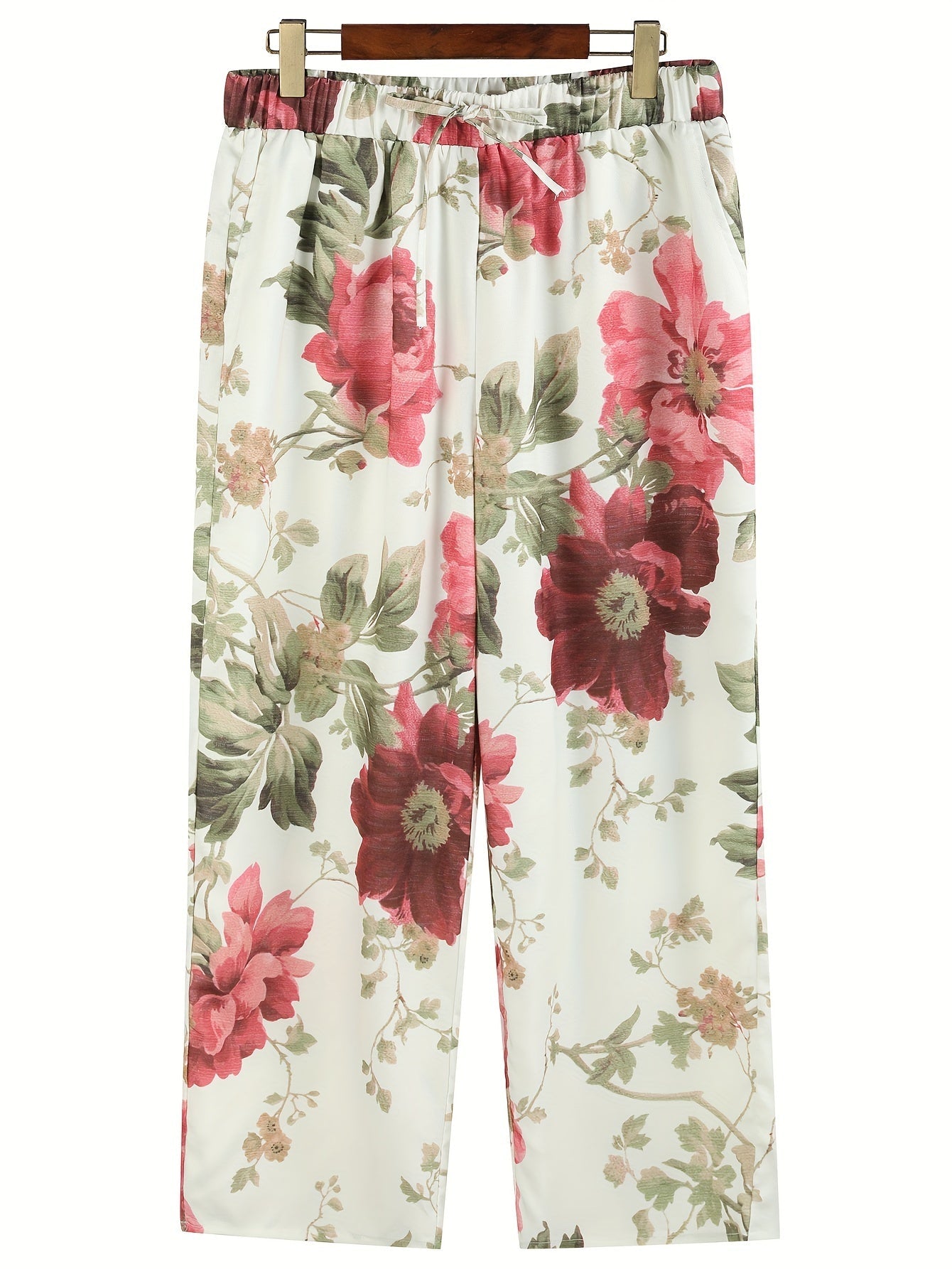 Floral Print Pants - Loose Fit Trousers With Side Pockets | Summer Casual Wear