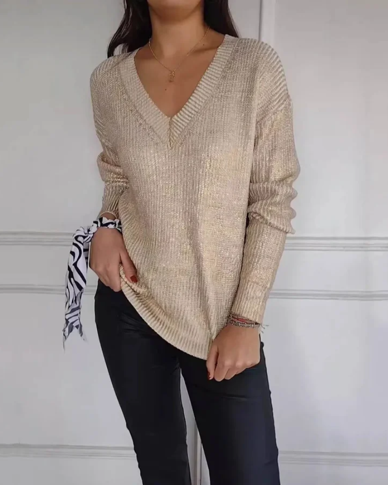 Comfy Stylish Sweater – Cozy Knitwear With Classic V Neckline & Relaxed Fit