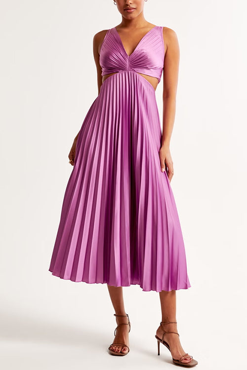 Pleated Maxi Dress – Sleeveless Elegant Summer Gown With Flowing Silhouette