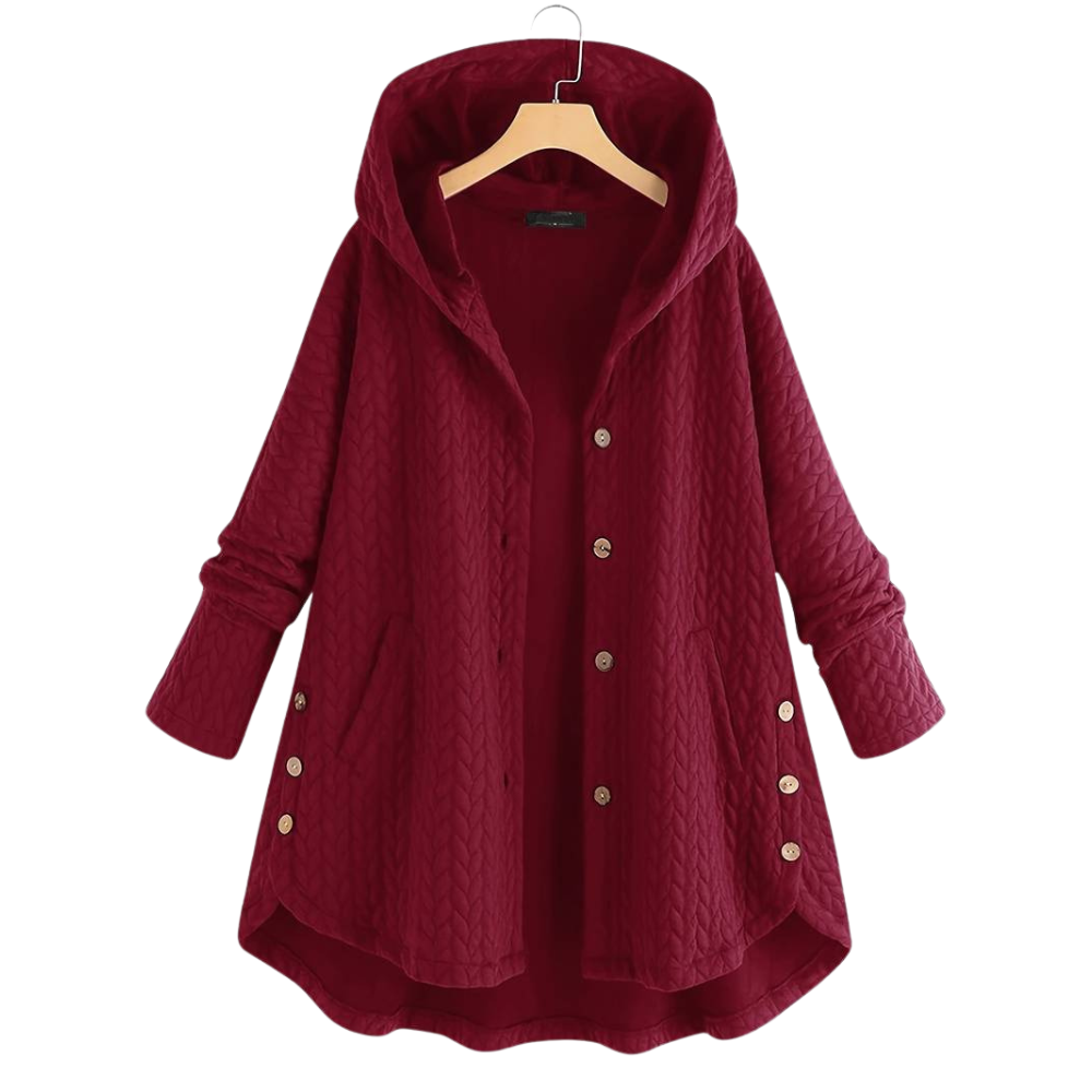 Stylish Casual Coat – Quilted Hooded Outerwear With Button Closure & Pockets