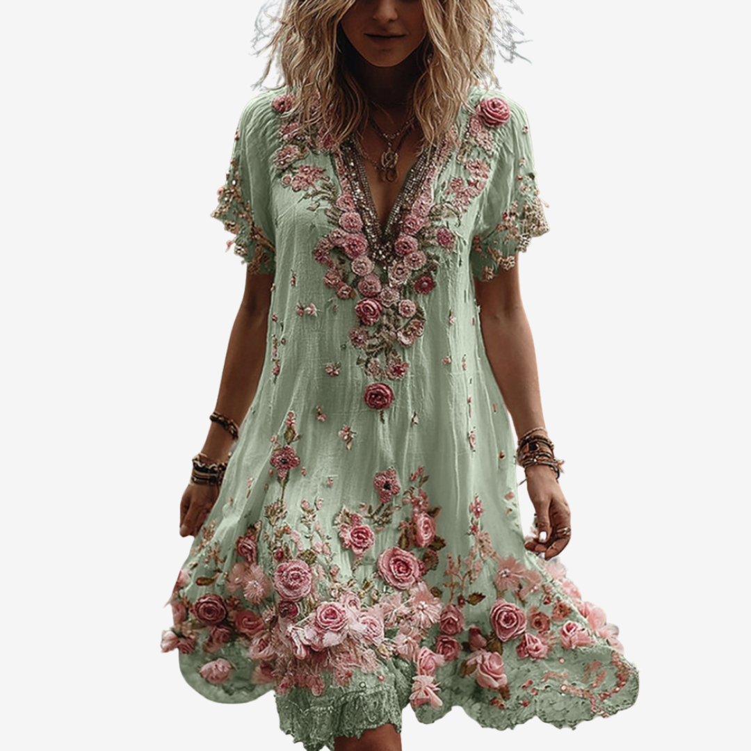 Summer Floral Dress – Lightweight Midi Dress With Romantic Floral Print