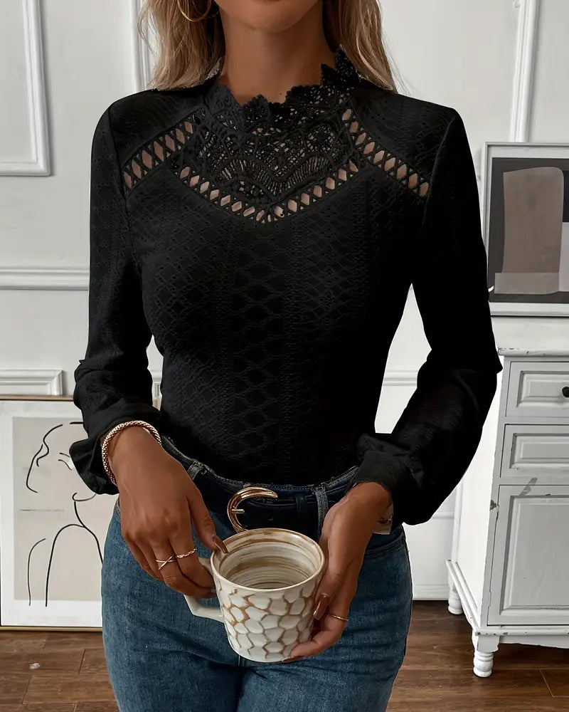 Lace Long Sleeve Top – Classic Lace Blouse With Feminine Design & Flattering Fit