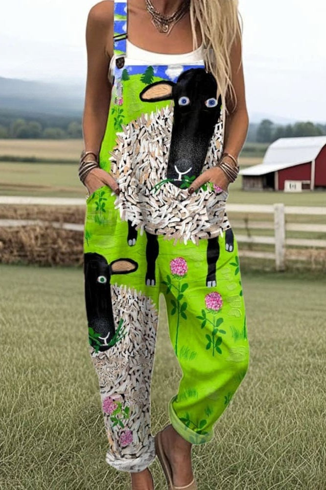 Pasture Bloom Jumpsuit – Wide Leg Floral Print With Adjustable Straps & Roomy Pockets
