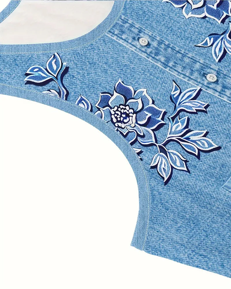 Sleeveless Denim Dress – Classic A-Line Casual Chic Dress in Premium Fabric