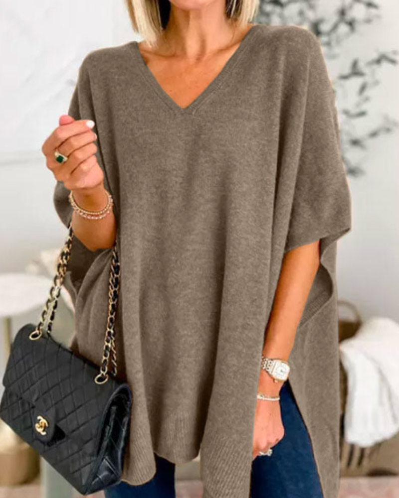Timeless Knit Poncho – Cozy Layering Piece | Elegant Draped Women's Outerwear