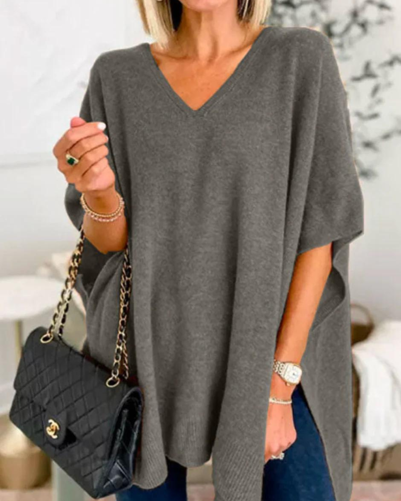 Timeless Knit Poncho – Cozy Layering Piece | Elegant Draped Women's Outerwear