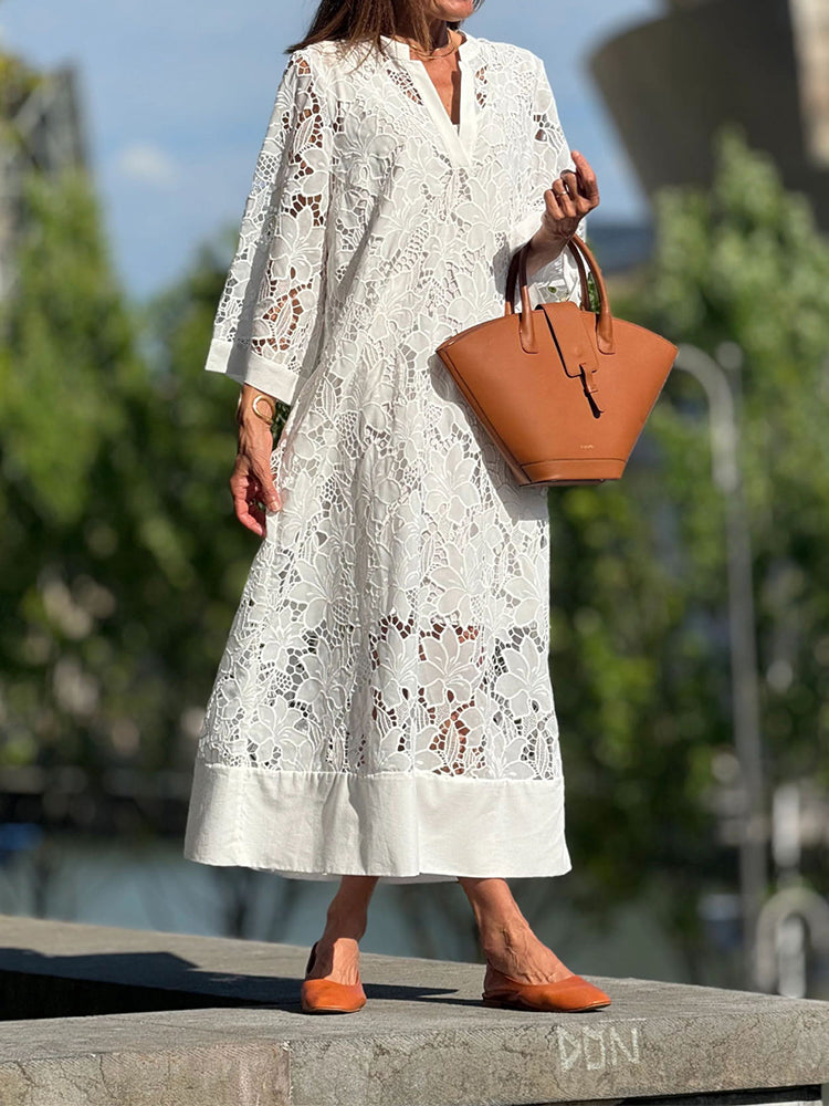Comfy Lace Dress – Elegant Maxi Dress With Relaxed Fit & Flowing Silhouette