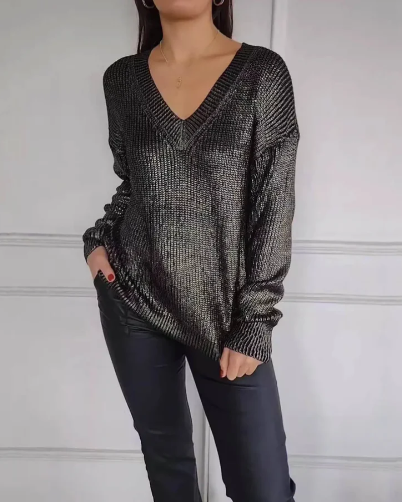 Comfy Stylish Sweater – Cozy Knitwear With Classic V Neckline & Relaxed Fit