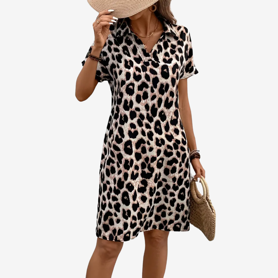 Leopard Print Midi Dress – Elegant Flattering Fit With Soft Breathable Fabric