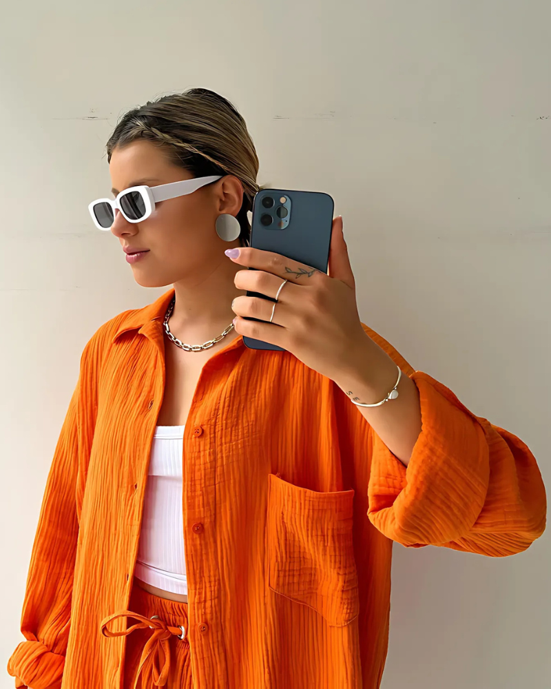 Button-Up Shorts Set – Modern Co-Ord With Lightweight Breathable Fabric & Elastic Waist