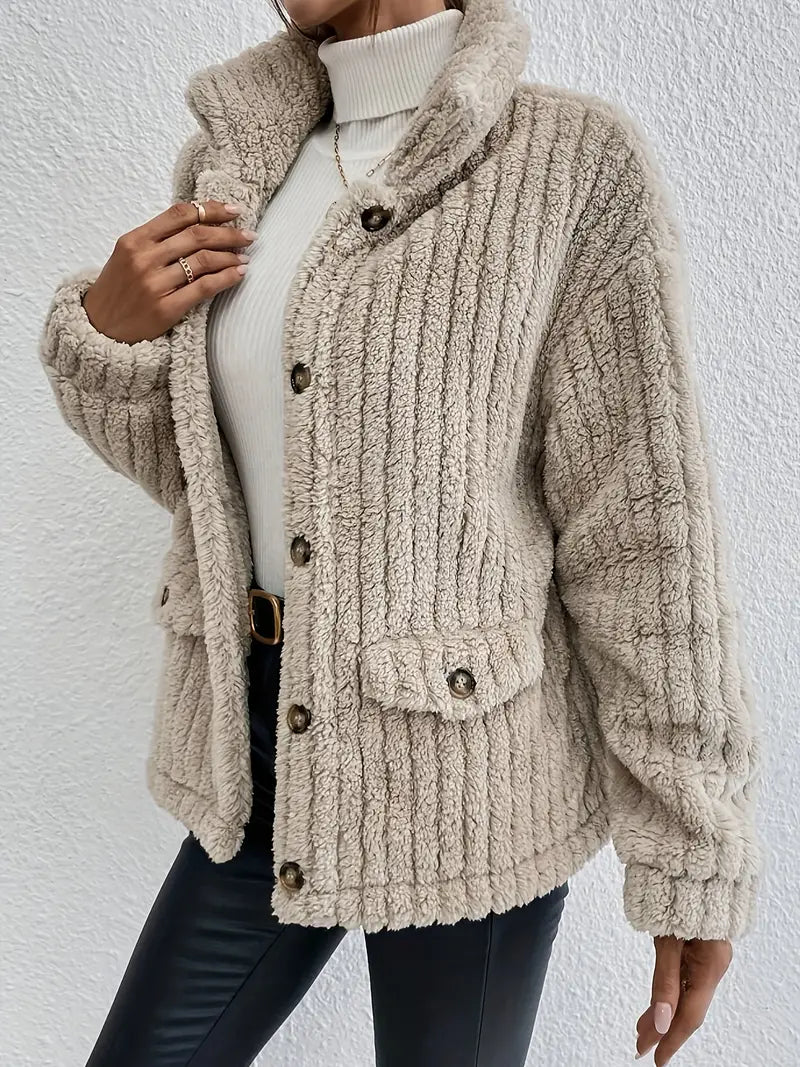 Velvet Button Cardigan – Double Sided Cozy Velvet Sweater With Single Row Buttons