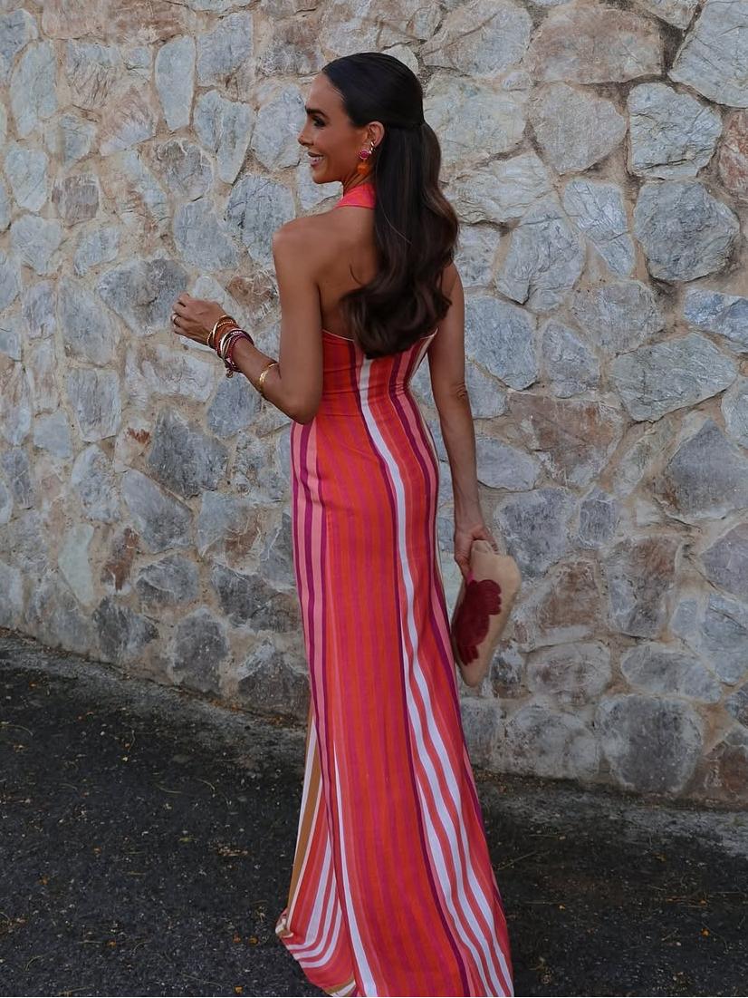 Cross Halter Dress – Elegant Evening Gown With Flowing Silhouette For Weddings