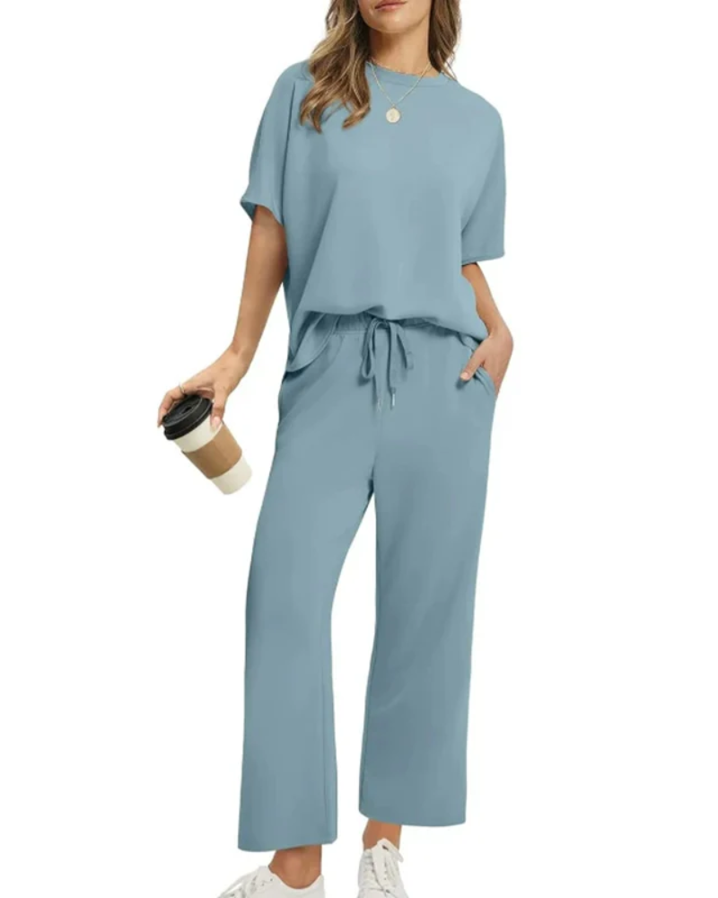 Soft Casual Set – Women's Loungewear Two-Piece With Matching Top & Pants