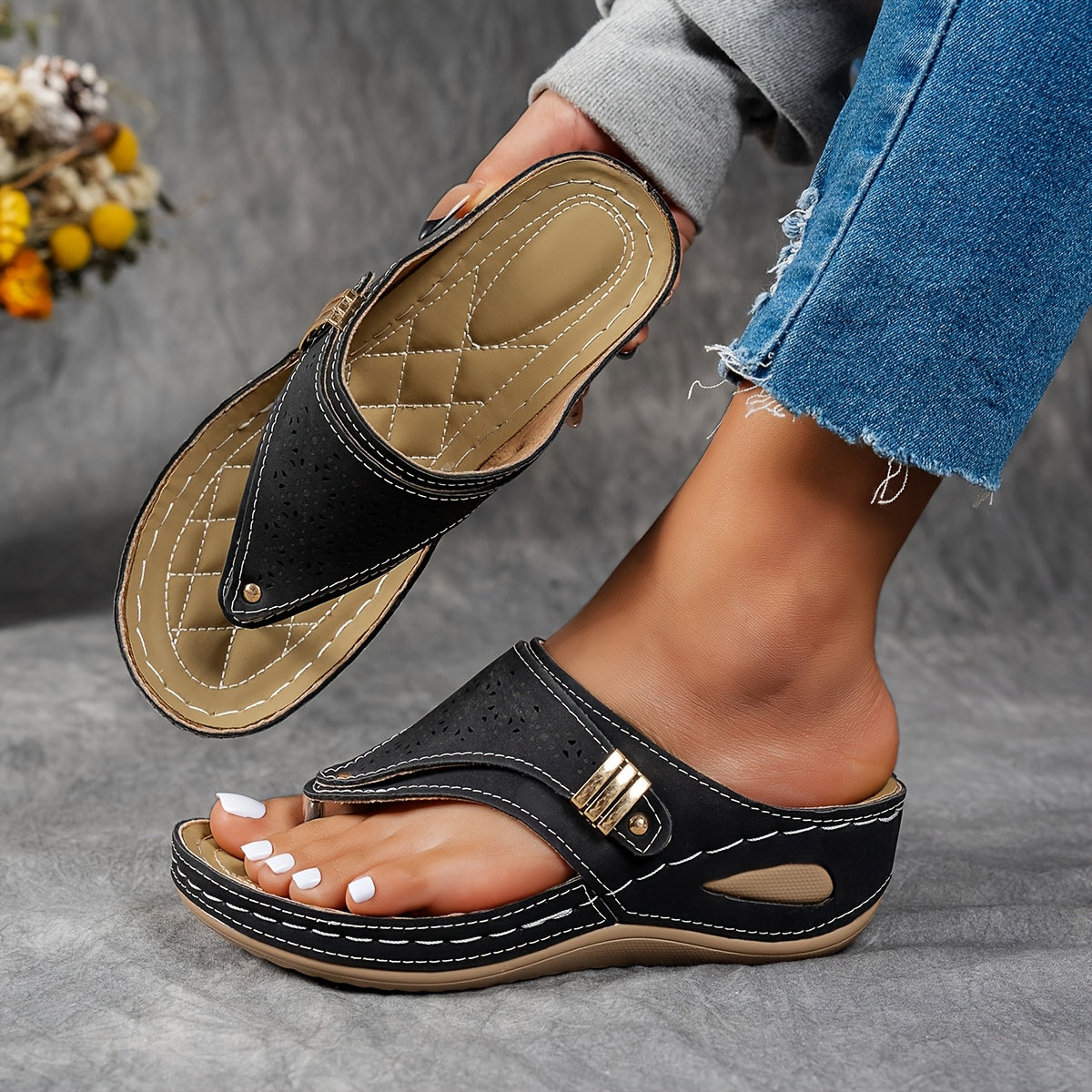 Women's Wedge Sandals - Comfortable Summer Wedge Shoes | Cushioned Insole & Adjustable Strap