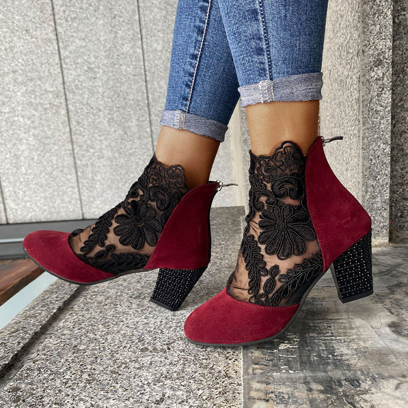 Lace Heeled Boots – Chic Women's Lace Ankle Boots With Comfortable Heels