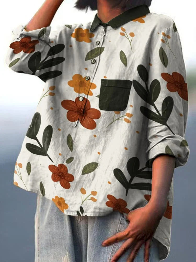 Plant Art Shirt – Artistic Print Long Sleeve Shirt With Breathable Fabric