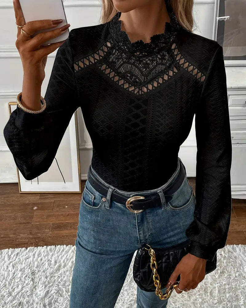 Lace Long Sleeve Top – Classic Lace Blouse With Feminine Design & Flattering Fit