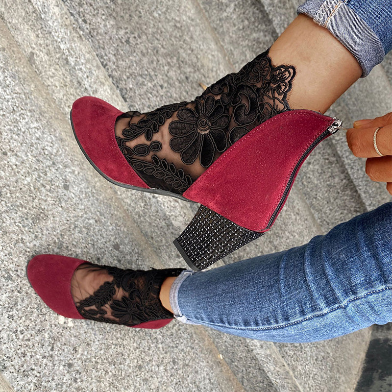 Lace Heeled Boots – Chic Women's Lace Ankle Boots With Comfortable Heels