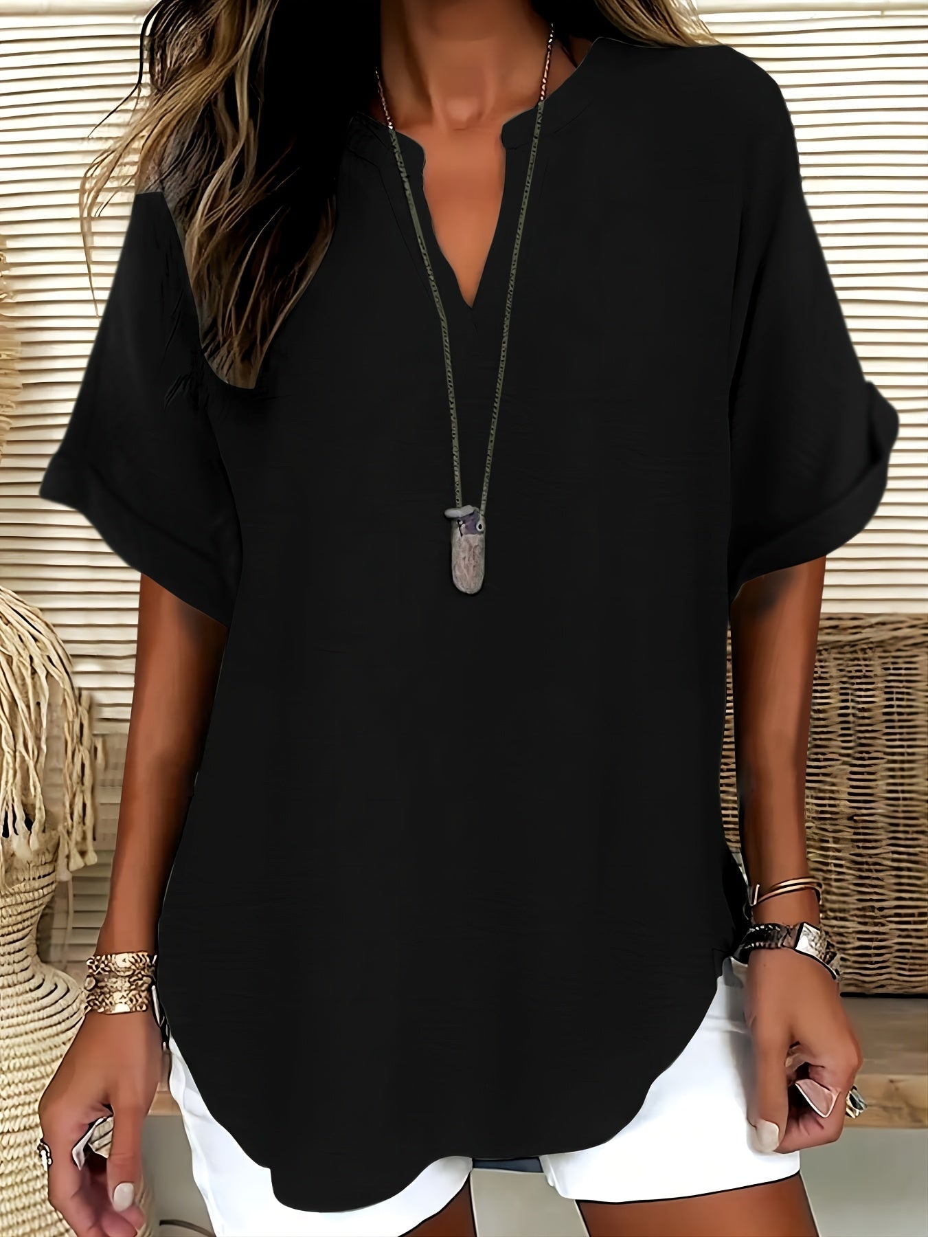 Soft Elegance Top – Lightweight Women's Blouse with Elegant Drape Design