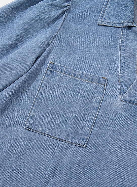 Babydoll Dress – Lightweight Denim Dress With Flowy Babydoll Silhouette For Summer