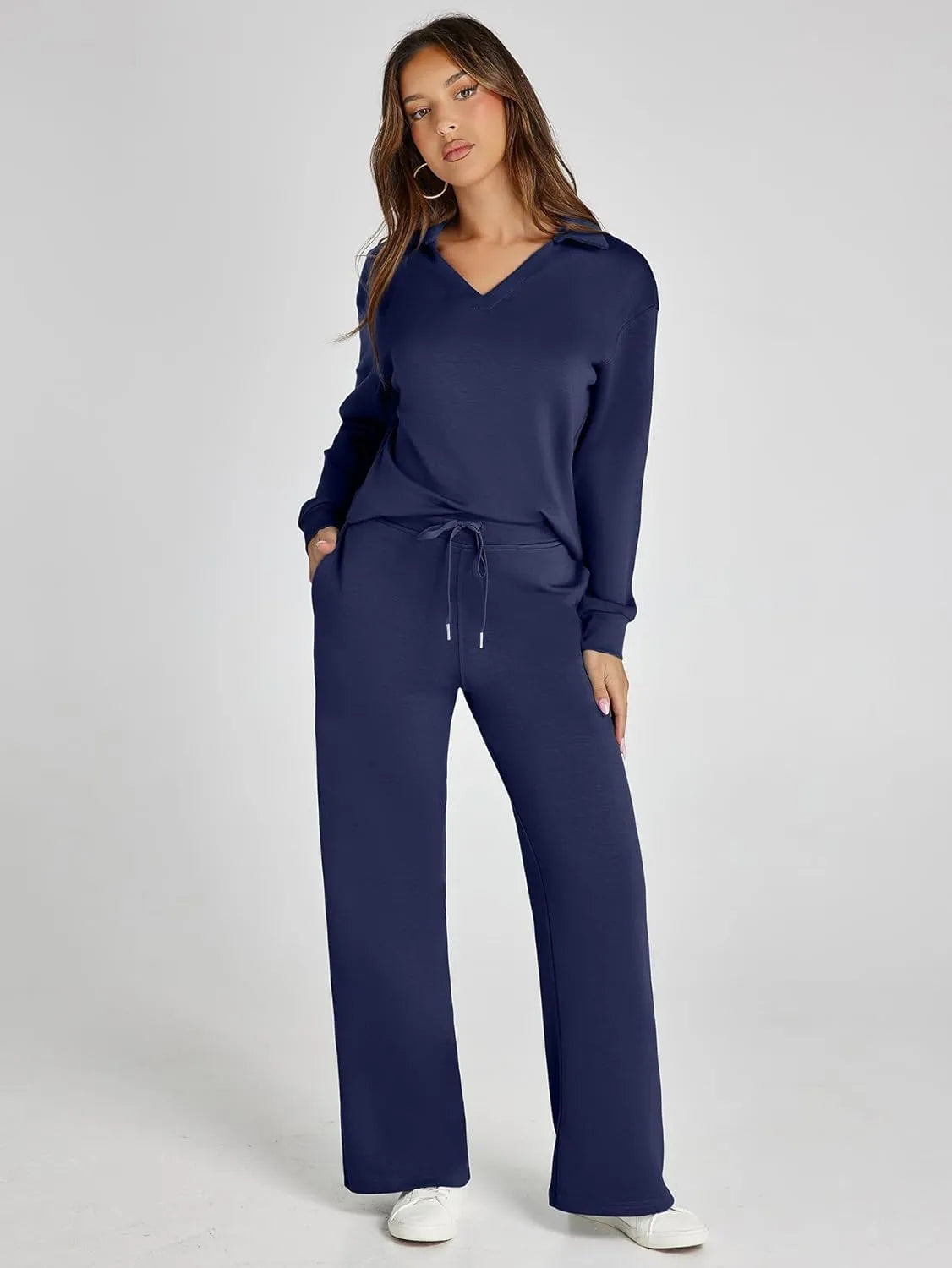 Cozy Minimalist Two-Piece Set – Soft Breathable Fabric With Wide-Leg Pants