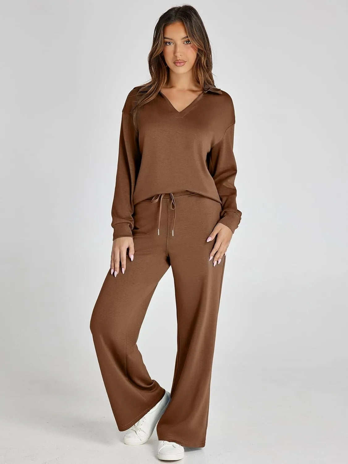 Cozy Minimalist Two-Piece Set – Soft Breathable Fabric With Wide-Leg Pants