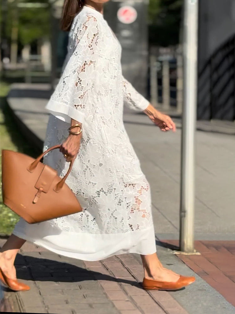 Comfy Lace Dress – Elegant Maxi Dress With Relaxed Fit & Flowing Silhouette