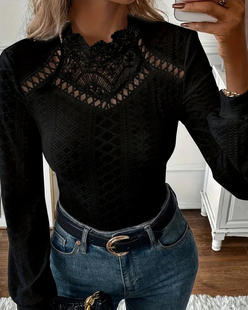 Lace Long Sleeve Top – Classic Lace Blouse With Feminine Design & Flattering Fit