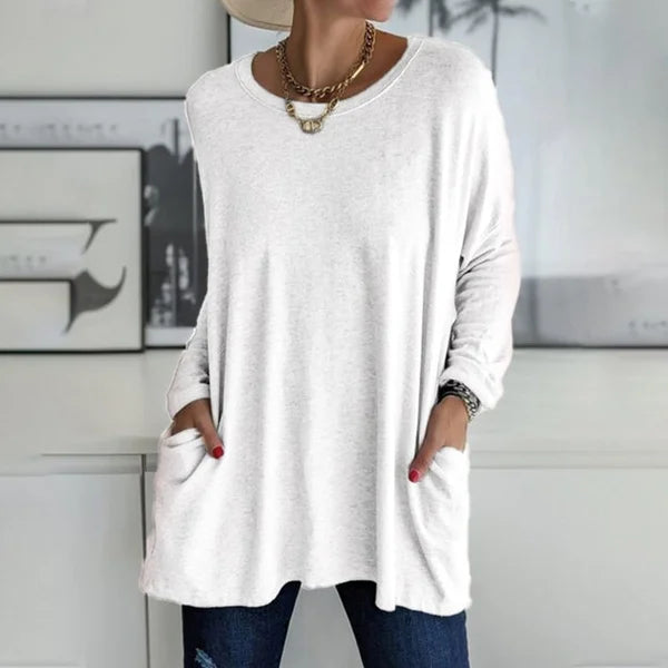 Relaxed Long Sleeve Top – Flattering Drape Fit, Lightweight Breathable Fabric