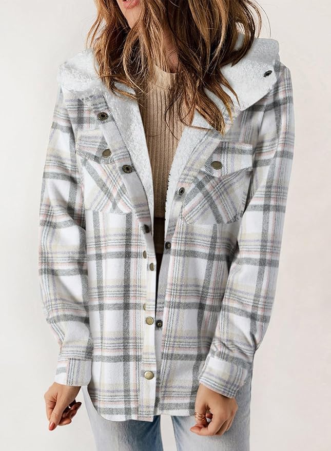 Plaid Flannel Jacket – Warm Winter Jacket With Soft Brushed Fabric, Cozy Fall Outerwear