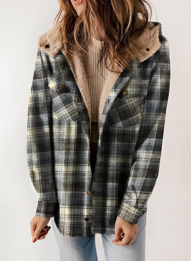 Plaid Flannel Jacket – Warm Winter Jacket With Soft Brushed Fabric, Cozy Fall Outerwear