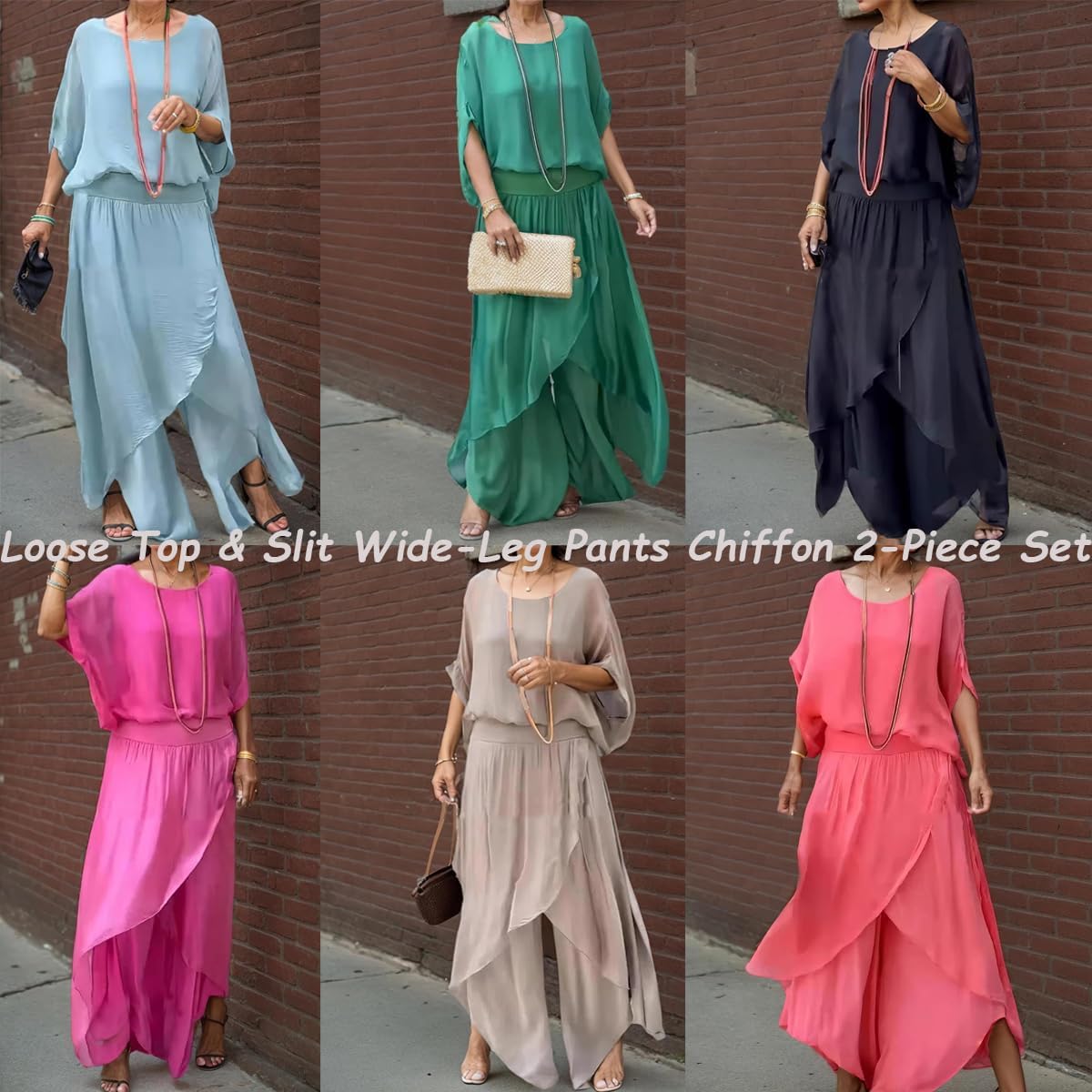 Two Piece Chiffon Set – Women's Casual Summer Outfit With Lightweight, Flowing Fabric