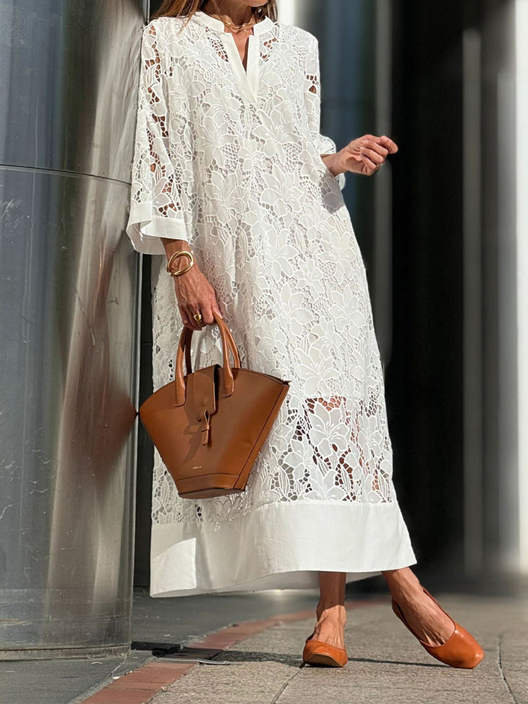 Comfy Lace Dress – Elegant Maxi Dress With Relaxed Fit & Flowing Silhouette