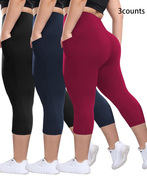 Breathable Capris – 3 Pack High Waisted Activewear Leggings with Moisture Wicking Fabric