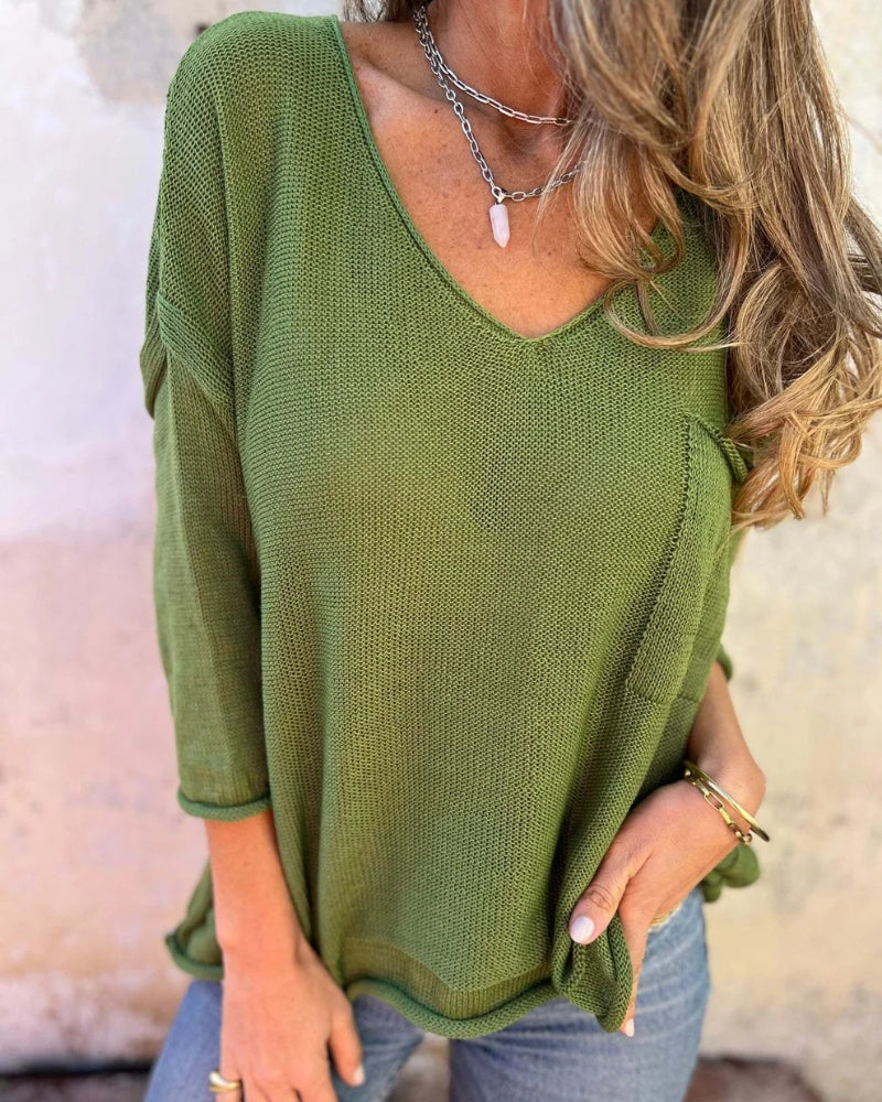 Boho Knit Top – Lightweight Cotton Blend Blouse | Relaxed Fit Casual Wear