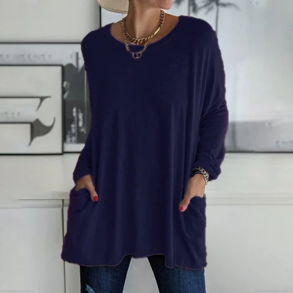 Relaxed Long Sleeve Top – Flattering Drape Fit, Lightweight Breathable Fabric