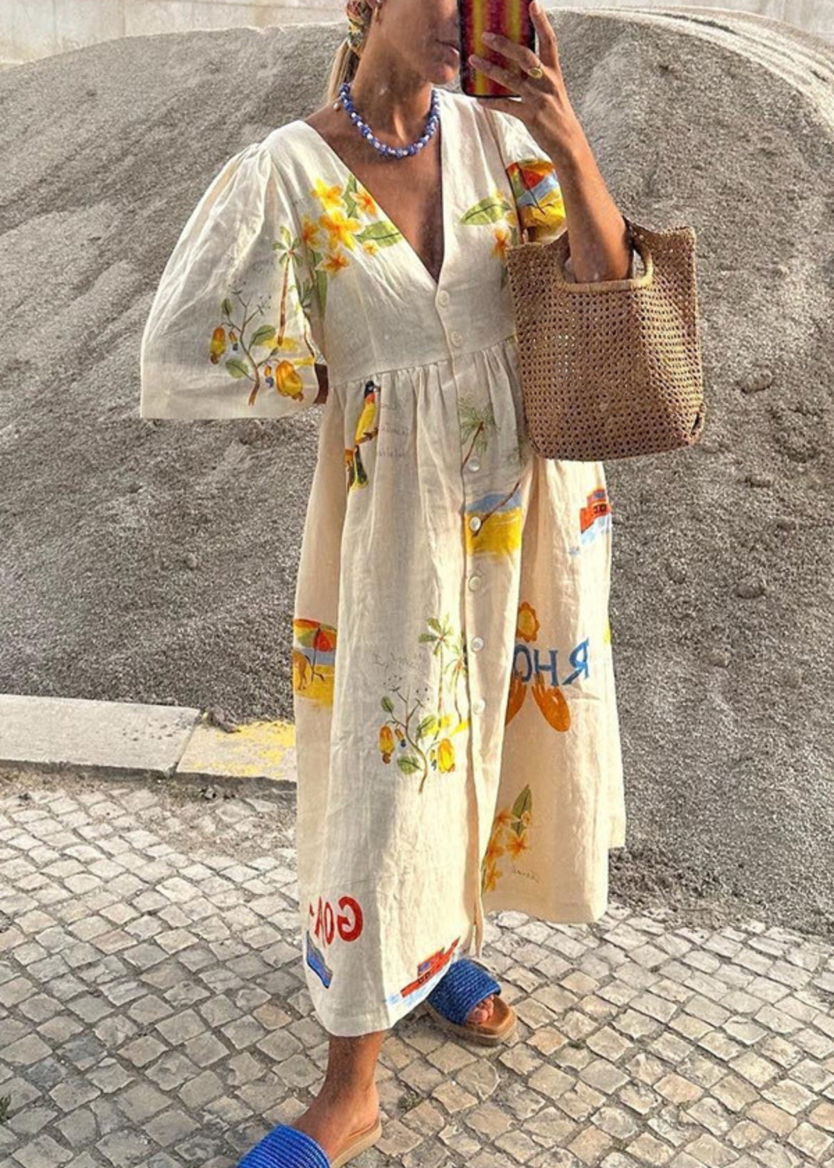 Mediterranean Breeze Dress - Summer Maxi Dress With Flowy Beach Silhouette