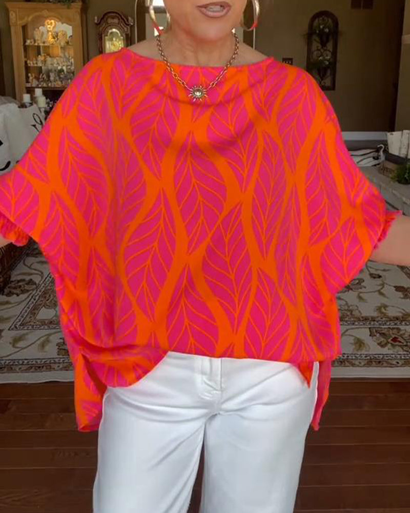 Relaxed Print Blouse – Lightweight Breathable Soft Fabric Blouse for Women