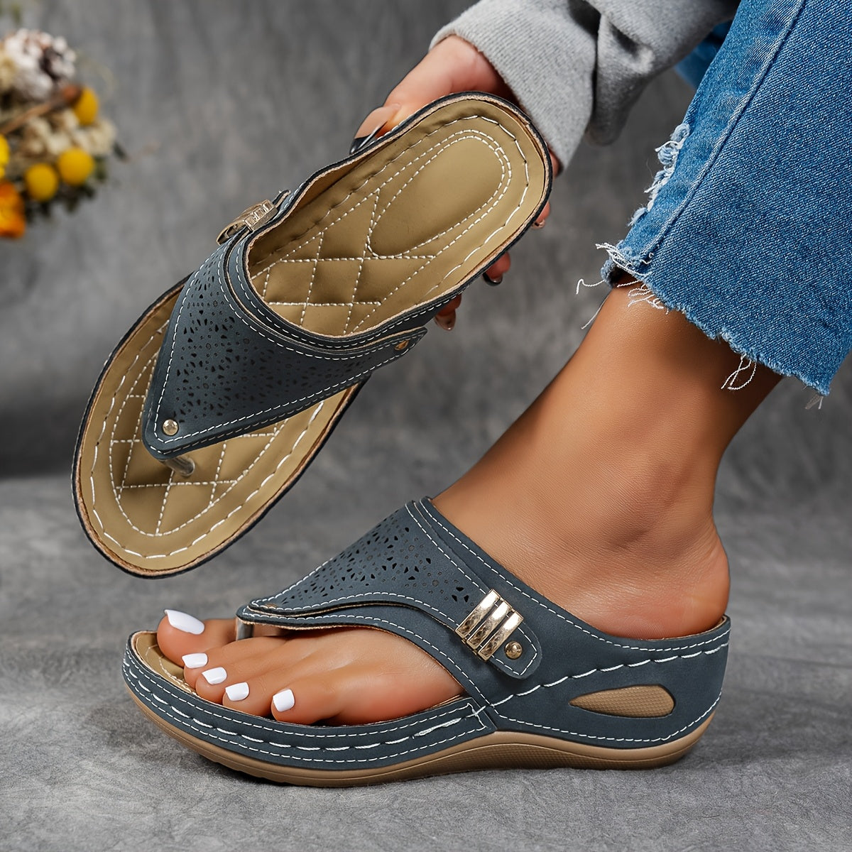 Women's Wedge Sandals - Comfortable Summer Wedge Shoes | Cushioned Insole & Adjustable Strap