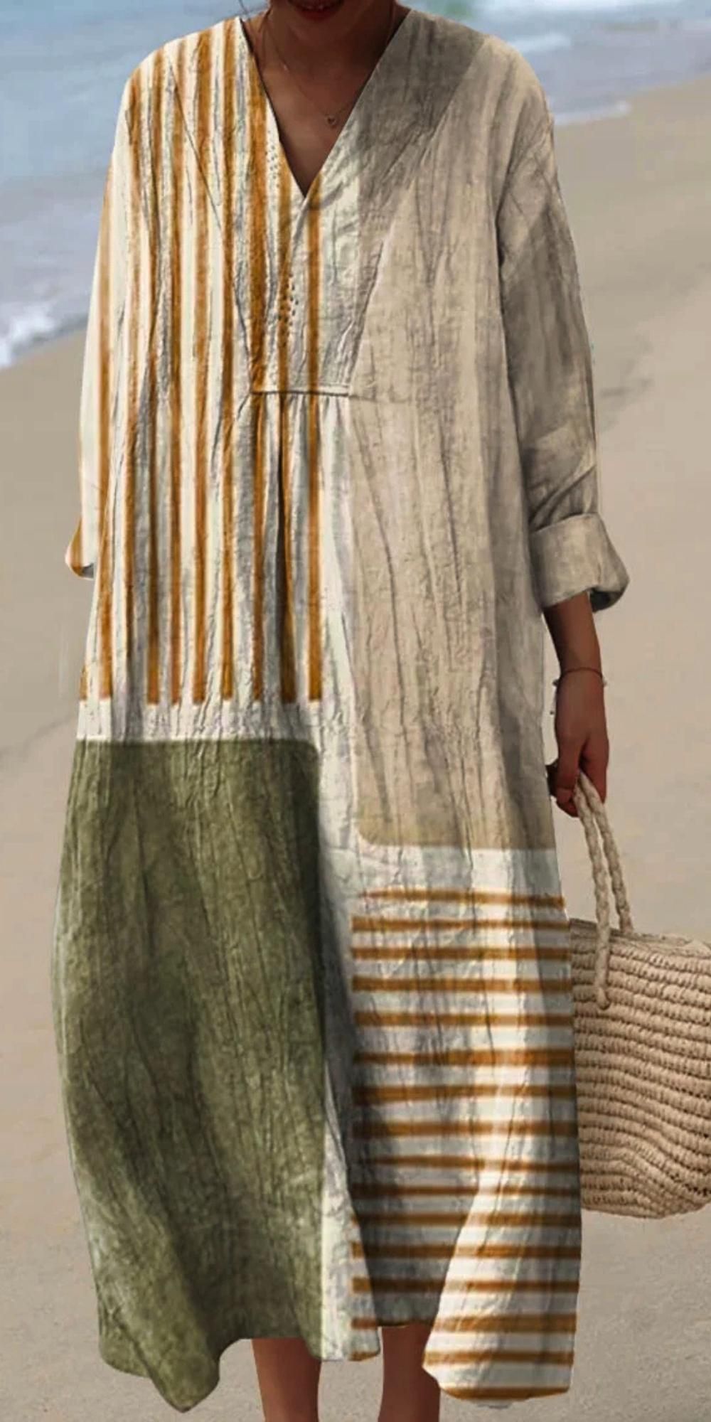 Abstract Art Print Dress - Women's Lightweight Summer Cotton Casual Dress