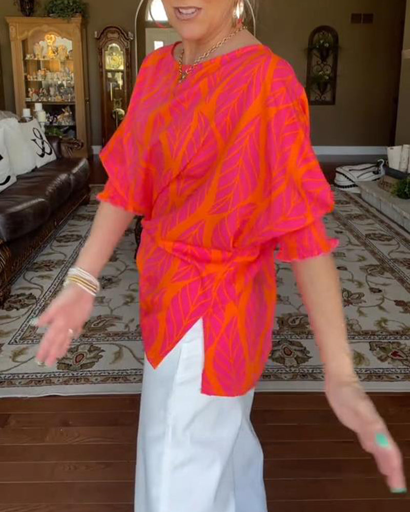 Relaxed Print Blouse – Lightweight Breathable Soft Fabric Blouse for Women