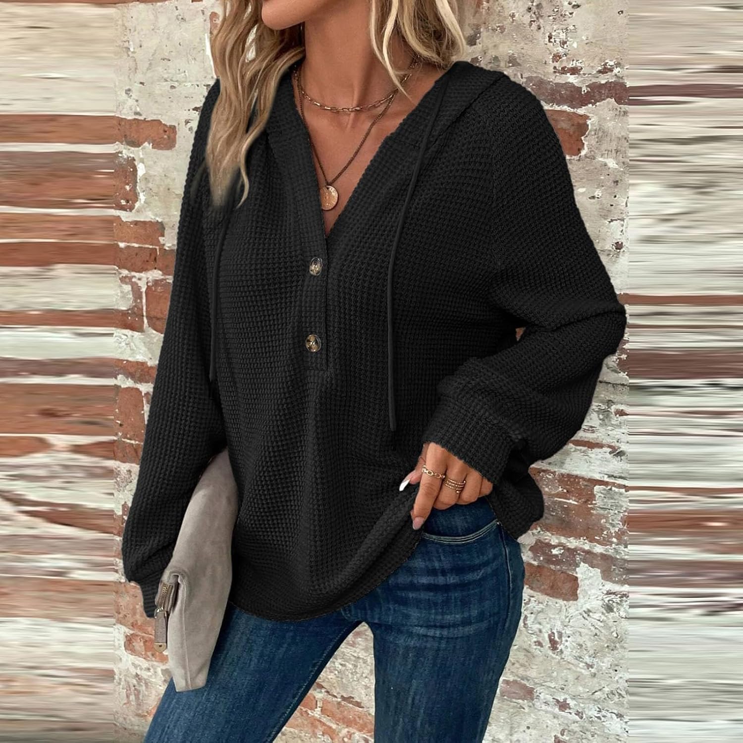 Oversized V-Neck Sweat | Relaxed Fit Sweatshirt For Women - Cozy Fall Clothing