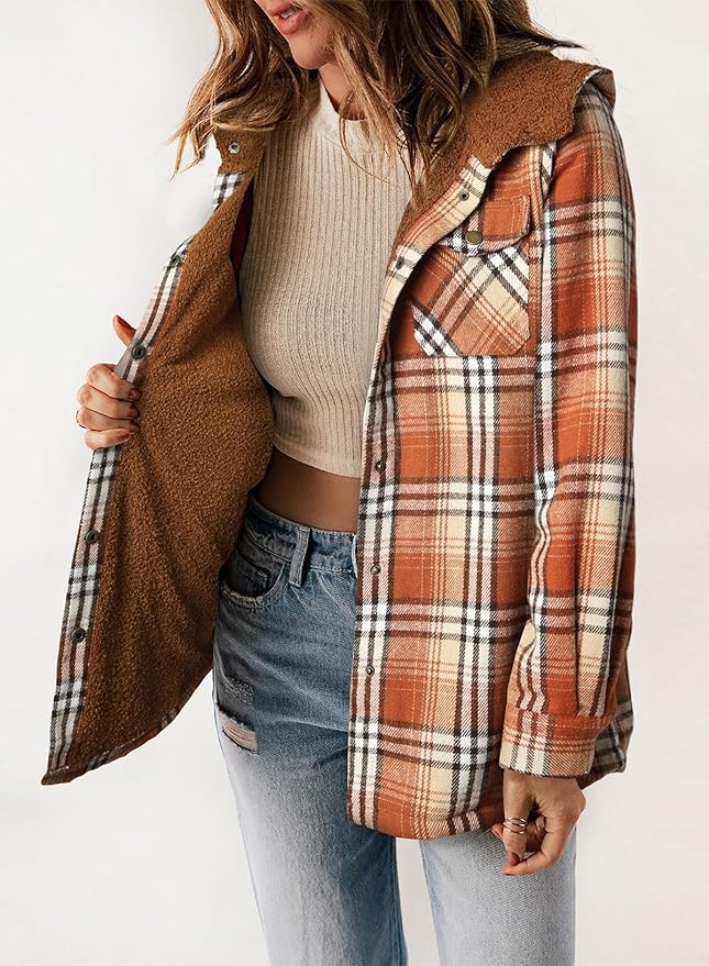 Plaid Flannel Jacket – Warm Winter Jacket With Soft Brushed Fabric, Cozy Fall Outerwear
