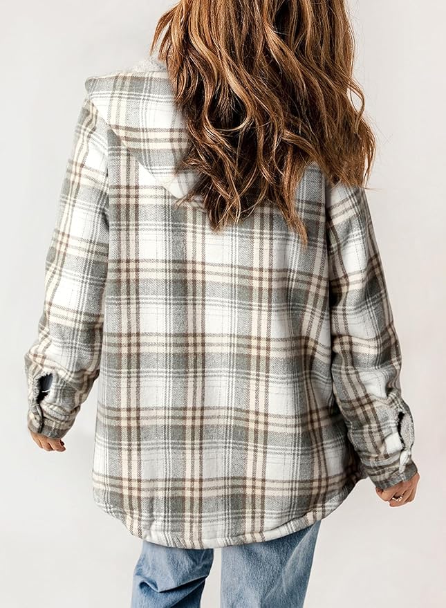 Plaid Flannel Jacket – Warm Winter Jacket With Soft Brushed Fabric, Cozy Fall Outerwear