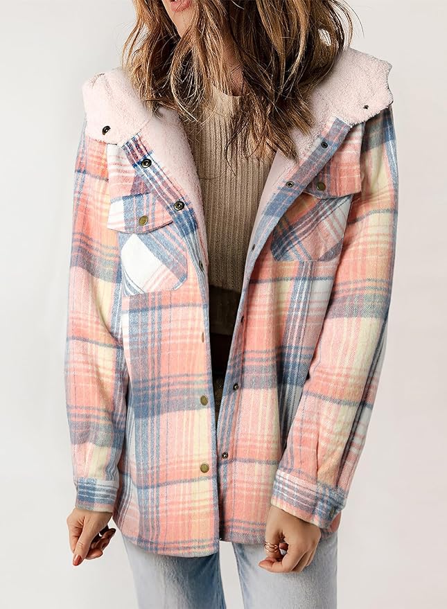 Plaid Flannel Jacket – Warm Winter Jacket With Soft Brushed Fabric, Cozy Fall Outerwear